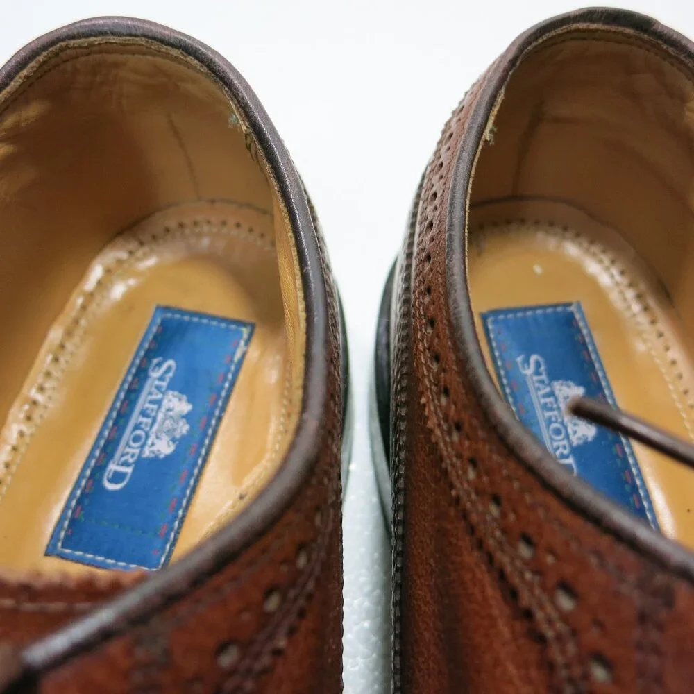 Stafford Brogue Leather Wingtip Dress Formal Oxfords Footwear Shoes Sz 11.5 M